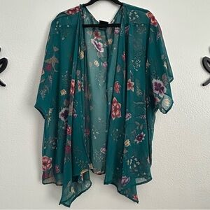 Torrid Teal Floral Sheer Kimono